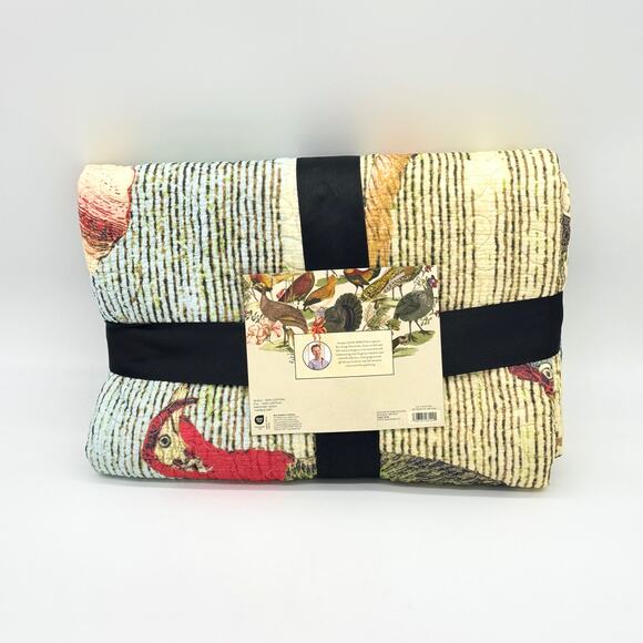 John Derian Bird Collage Quilt 70” x 50” Quilted Throw Blanket NEW - Picture 3 of 6